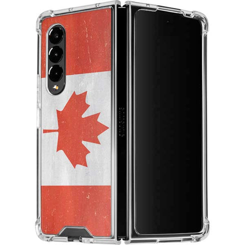 Canada Flag Distressed Galaxy Z Fold4 5G Clear Case